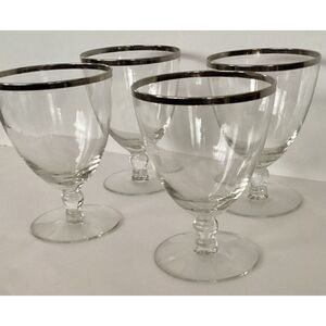 Encanto by REIZART Water Goblet Glasses Platinum Rim Set Of 4
